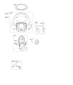 Blower Housing, Air Cleaner Diagram and Parts List for 44R577-0001-H1 400000 - 699999 Briggs and Stratton Engine